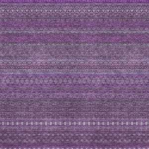 HomeRoots 9' X 12' Eggplant and Ivory Striped Area Rug - Durable, Washable, UV-Protected for Any Space 647499
