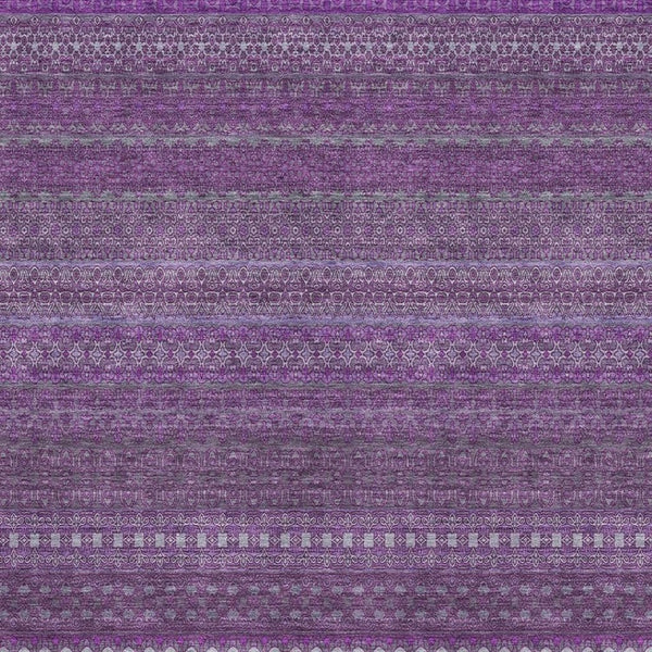 HomeRoots 9' X 12' Eggplant and Ivory Striped Area Rug - Durable, Washable, UV-Protected for Any Space 647499