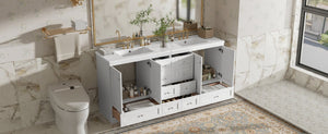 English Elm 72" Freestanding Bathroom Vanity Mdf Shaker Style with Ceramic Sink and Soft Close Storage N729P000031K