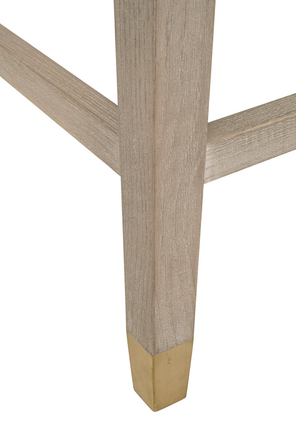Essentials for Living Wyatt Farmhouse Counter Stool Ash Wood Frame Vegan Leather Seat Gold Nail Accents 6475-CSUP.NG/IVT/GLD