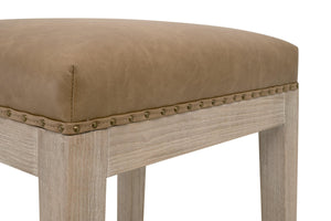 Essentials for Living Wyatt Farmhouse Counter Stool Ash Wood Frame Vegan Leather Seat Gold Nail Accents 6475-CSUP.NG/IVT/GLD