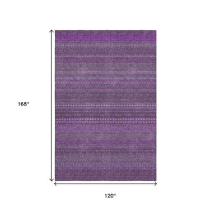 HomeRoots 10' X 14' Eggplant & Ivory Striped Area Rug - Durable, Stain-Resistant, UV Protected for Busy Homes 647500