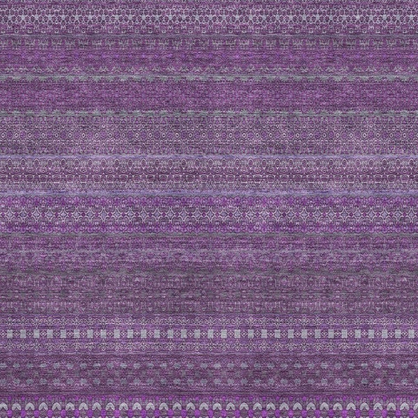 HomeRoots 10' X 14' Eggplant & Ivory Striped Area Rug - Durable, Stain-Resistant, UV Protected for Busy Homes 647500