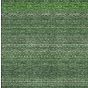HomeRoots 5' X 8' Fern Green & Ivory Striped Area Rug - Washable, UV-Protected, Stain-Resistant & Stylish! 647502