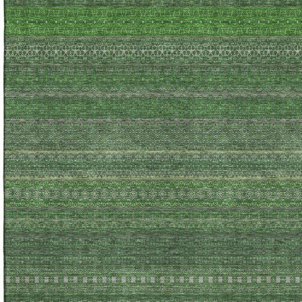HomeRoots 5' X 8' Fern Green & Ivory Striped Area Rug - Washable, UV-Protected, Stain-Resistant & Stylish! 647502