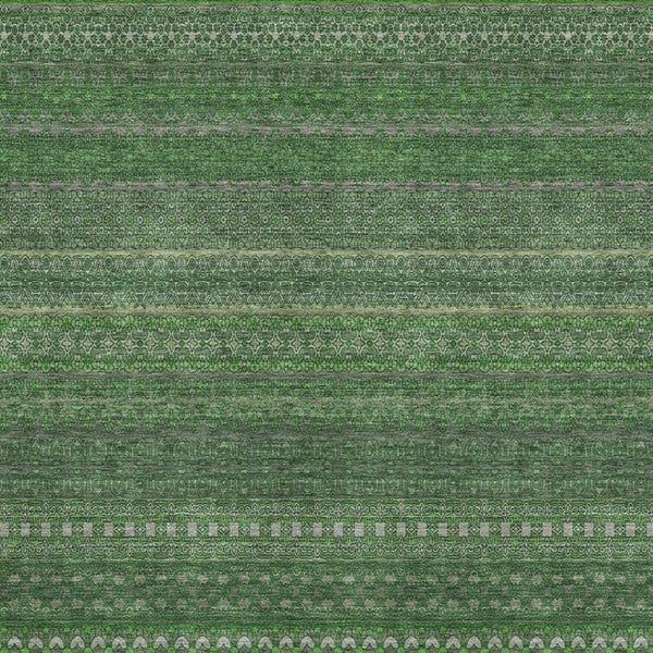 HomeRoots 8' X 10' Fern Green And Ivory Striped Area Rug - Durable, Washable, UV-Protected for High-Traffic Spaces 647504