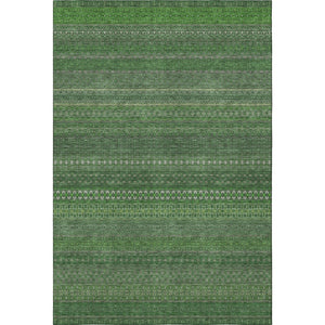 HomeRoots 8' X 10' Fern Green And Ivory Striped Area Rug - Durable, Washable, UV-Protected for High-Traffic Spaces 647504