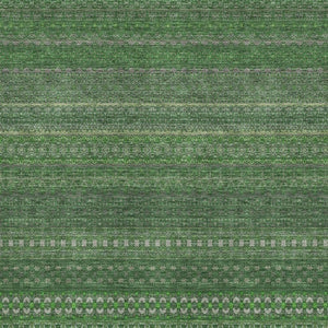 HomeRoots 9' Stylish Fern Green & Ivory Striped Washable Area Rug with UV Protection for Modern Homes 647505