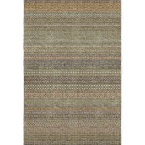 HomeRoots 8' X 10' Striped Khaki and Ivory Washable Area Rug – UV Protected, Durable, Easy Care for Busy Homes 647516