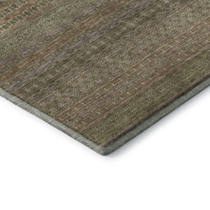 HomeRoots 8' X 10' Striped Khaki and Ivory Washable Area Rug – UV Protected, Durable, Easy Care for Busy Homes 647516