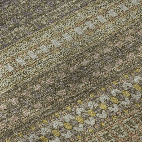 HomeRoots 8' X 10' Striped Khaki and Ivory Washable Area Rug – UV Protected, Durable, Easy Care for Busy Homes 647516
