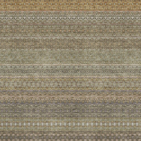 HomeRoots 9' X 12' Khaki Striped Washable Area Rug with UV Protection - Durable, Stylish, and Easy-Care Solution! 647517