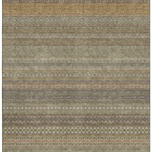 HomeRoots 10' Khaki and Ivory Striped Washable Area Rug - UV Protected, Stain-Resistant, Perfect for High-Traffic Areas 647518
