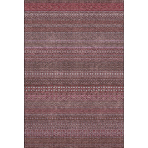 HomeRoots 5' X 8' Merlot Ivory Striped Washable Area Rug with UV Protection for Easy Care & Durability 647520