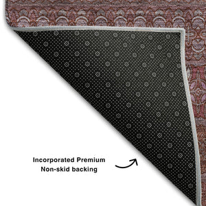 HomeRoots 5' X 8' Merlot Ivory Striped Washable Area Rug with UV Protection for Easy Care & Durability 647520