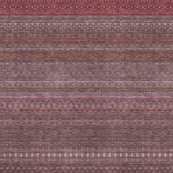 HomeRoots 8' X 10' Merlot and Ivory Striped Washable Area Rug - Durable, Stain-Resistant & UV Protected Elegance 647522