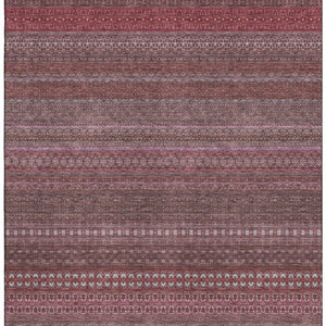 HomeRoots 10' Merlot & Ivory Striped Area Rug - Durable, Washable, UV-Resistant for Homes with Kids & Pets 647524