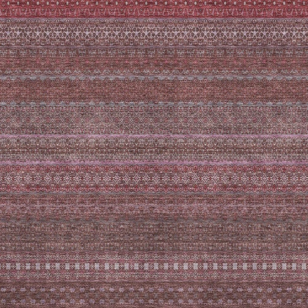 HomeRoots 10' Merlot & Ivory Striped Area Rug - Durable, Washable, UV-Resistant for Homes with Kids & Pets 647524