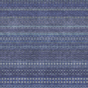 HomeRoots 8' X 10' Navy Blue & Ivory Striped Area Rug - Washable, UV Protected, Durable for High-Traffic Areas 647528
