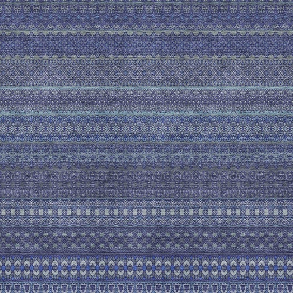 HomeRoots 8' X 10' Navy Blue & Ivory Striped Area Rug - Washable, UV Protected, Durable for High-Traffic Areas 647528