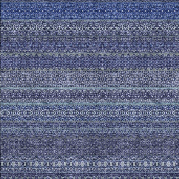 HomeRoots 9' Navy Blue and Ivory Striped Washable Area Rug - UV Protected, Durable, Perfect for High-Traffic Areas 647529
