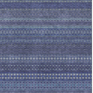 HomeRoots 10' Navy Blue & Ivory Striped Washable Area Rug – UV Protected, Stain Resistant for Family Spaces 647530