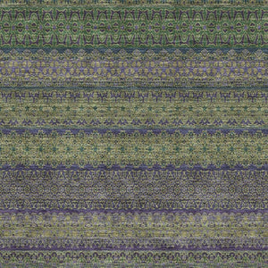 HomeRoots 5' X 8' Olive Green & Blue Striped Area Rug – Washable, UV-Protected, Durable, Easy-Care Design 647532