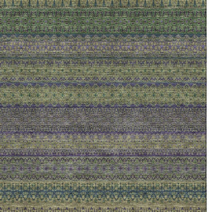 HomeRoots 8' X 10' Olive Green & Blue Striped Washable Area Rug - Stain Resistant, UV Protected, Durable Design 647534