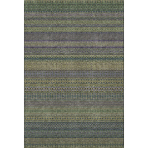 HomeRoots 10' Olive Green & Blue Striped Area Rug - Washable, UV-Protected, Durable Design for Indoor & Outdoor Use 647536