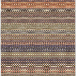 HomeRoots 5' X 8' Striped Area Rug in Rust and Purple - Durable, Washable & UV-Protected for Every Space 647538