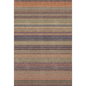 HomeRoots 5' X 8' Striped Area Rug in Rust and Purple - Durable, Washable & UV-Protected for Every Space 647538