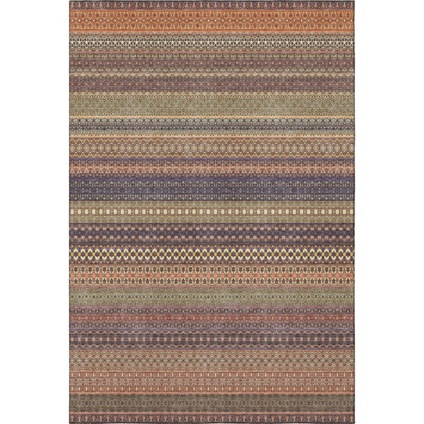 HomeRoots 5' X 8' Striped Area Rug in Rust and Purple - Durable, Washable & UV-Protected for Every Space 647538