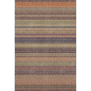 HomeRoots 8' X 10' Washable Rust and Purple Striped Area Rug – Durable, Stain Resistant, UV Protected Style! 647540