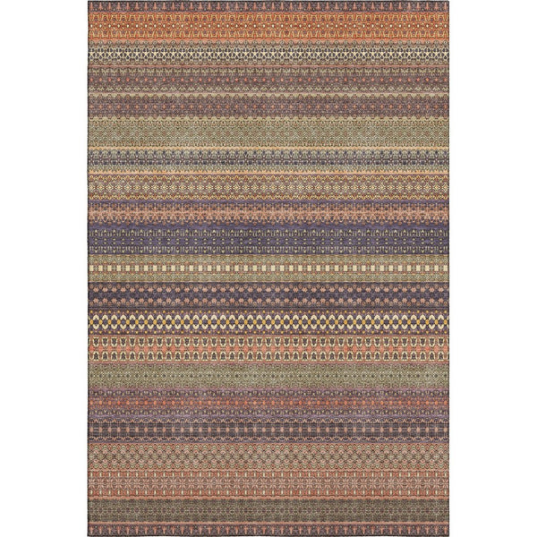 HomeRoots 8' X 10' Washable Rust and Purple Striped Area Rug – Durable, Stain Resistant, UV Protected Style! 647540
