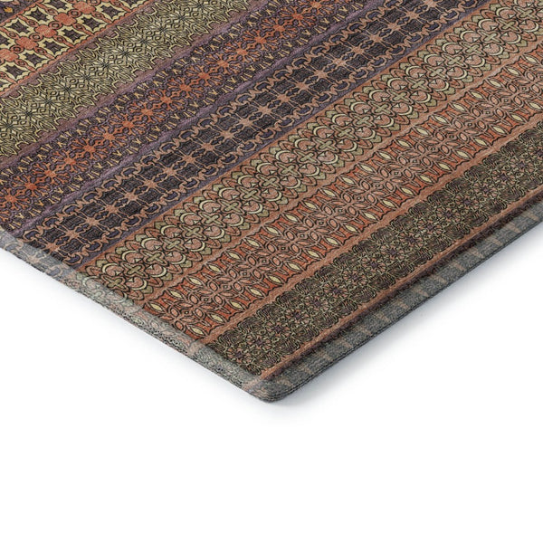 HomeRoots 8' X 10' Washable Rust and Purple Striped Area Rug – Durable, Stain Resistant, UV Protected Style! 647540