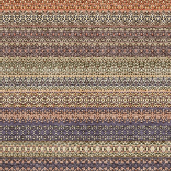 HomeRoots 8' X 10' Washable Rust and Purple Striped Area Rug – Durable, Stain Resistant, UV Protected Style! 647540