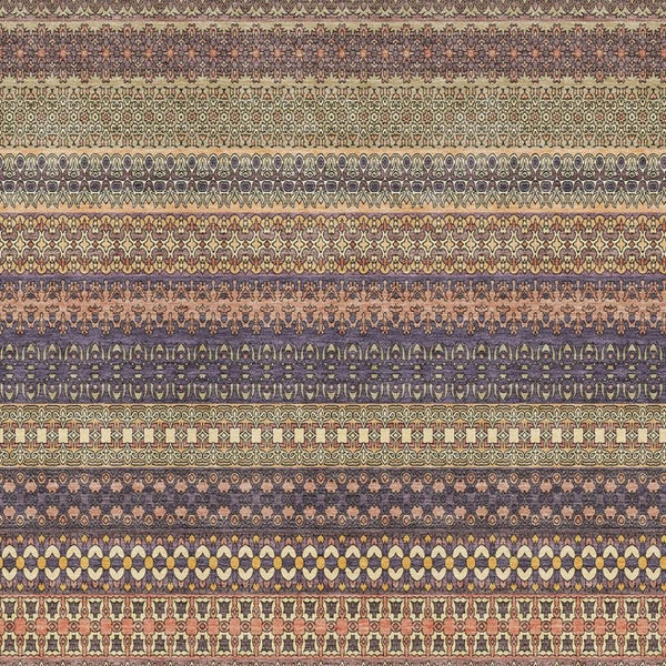 HomeRoots 9' X 12' Durable Rust and Purple Striped Area Rug – Stain-Resistant & UV Protected for Easy Care 647541