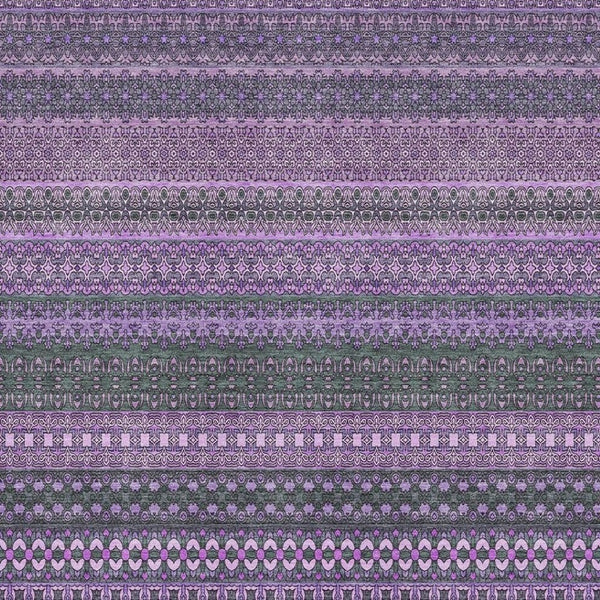 HomeRoots 5' X 8' Stylish Purple and Ivory Striped Washable Area Rug - UV Protected, Stain Resistant, Durable Design 647544