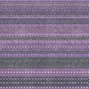 HomeRoots 9' X 12' Stylish Purple and Ivory Striped Washable Area Rug with UV Protection for High-Traffic Areas 647547