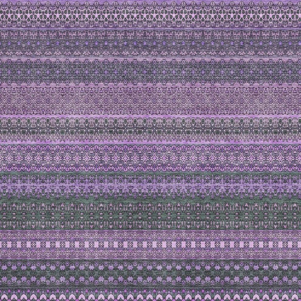 HomeRoots 9' X 12' Stylish Purple and Ivory Striped Washable Area Rug with UV Protection for High-Traffic Areas 647547