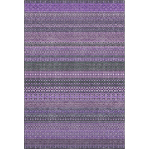 HomeRoots 10' X 14' Purple and Ivory Striped Area Rug - Washable, UV Protected, Durable for High-Traffic Spaces 647548