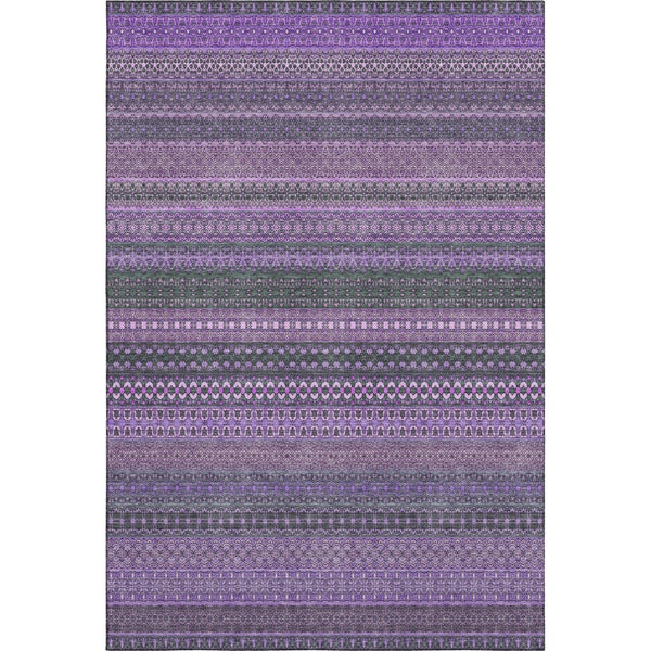 HomeRoots 10' X 14' Purple and Ivory Striped Area Rug - Washable, UV Protected, Durable for High-Traffic Spaces 647548