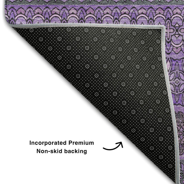 HomeRoots 10' X 14' Purple and Ivory Striped Area Rug - Washable, UV Protected, Durable for High-Traffic Spaces 647548