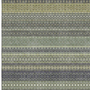 HomeRoots 5' X 8' Sage Gray & Ivory Striped Area Rug - Stylish, Washable, UV-Protected for High-Traffic Spaces 647550