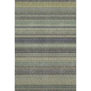 HomeRoots 8' X 10' Sage Gray & Ivory Striped Washable Area Rug – Soft, Durable, UV-Protected for High-Traffic Homes 647552