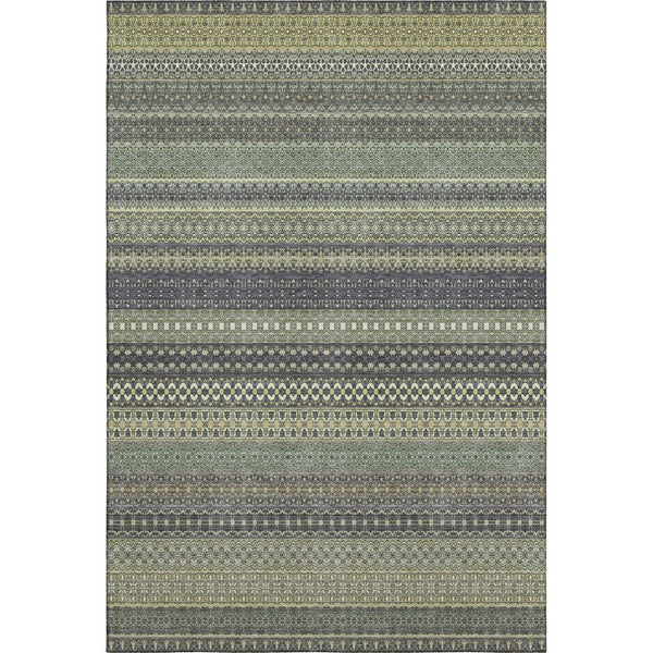 HomeRoots 8' X 10' Sage Gray & Ivory Striped Washable Area Rug – Soft, Durable, UV-Protected for High-Traffic Homes 647552