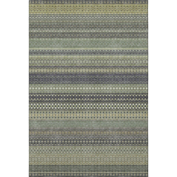 HomeRoots 8' X 10' Sage Gray & Ivory Striped Washable Area Rug – Soft, Durable, UV-Protected for High-Traffic Homes 647552
