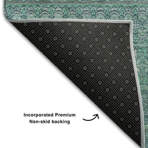 HomeRoots 10' X 14' Turquoise & Ivory Striped Area Rug - Washable, UV-Protected, Perfect for High-Traffic Spaces 647560
