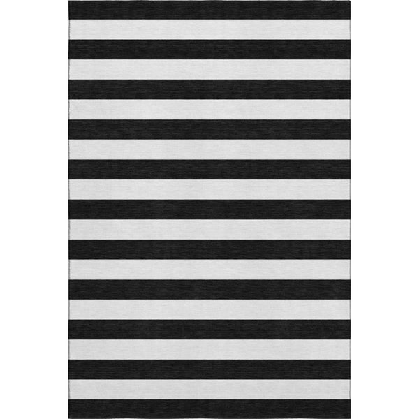HomeRoots 5' X 8' Black And Ivory Striped Area Rug - Washable, UV Protected, Durable, Modern & Stylish Home Decor 647562