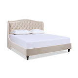 English Elm Coverley Tufted Shelter Platform Bed, King, Sky Neutral Beige Polyester